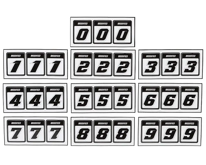 175RC Race Number Decal Sheets (Modified) (#0-9)
