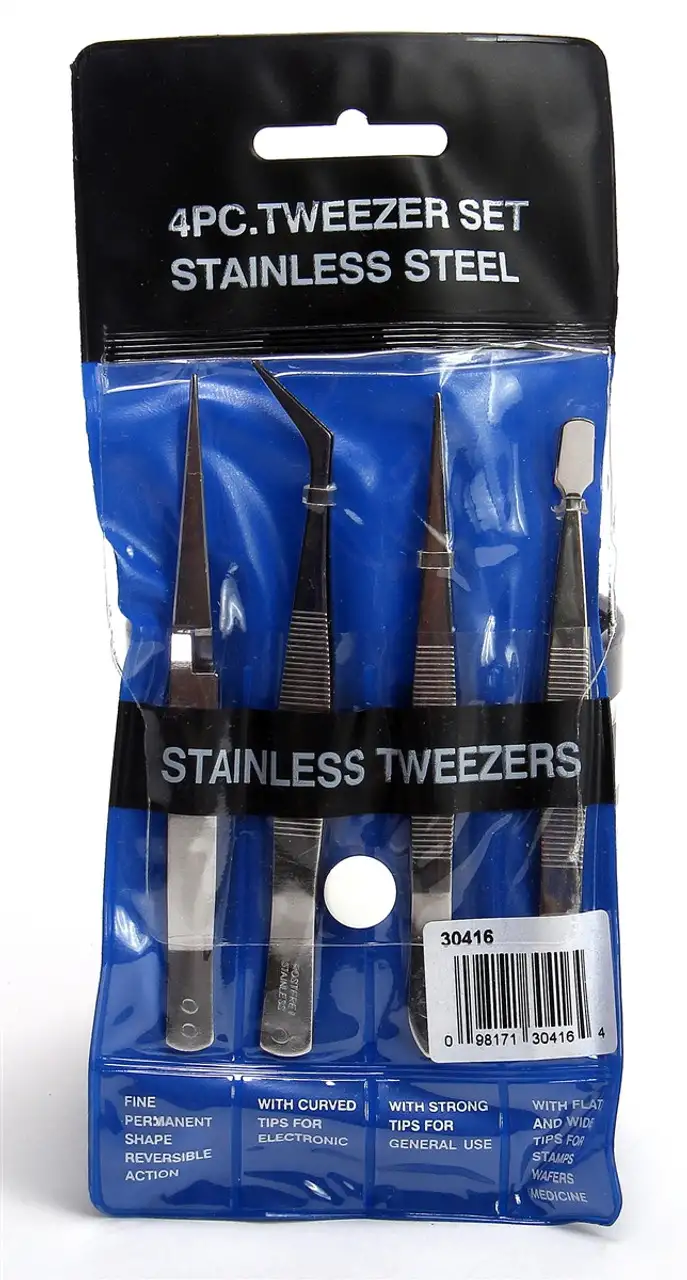 4 Piece Tweezer Set Excel Tools