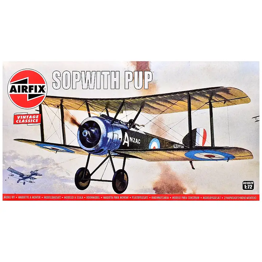 Level 1 Model Kit Sopwith Pup Fighter Aircraft 1/72 Plastic Model Kit by Airfix