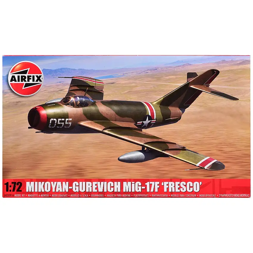Level 2 Model Kit Mikoyan-Gurevich MiG-17F "Fresco" Fighter Aircraft with 2 Scheme Options 1/72 Plastic Model Kit by Airfix