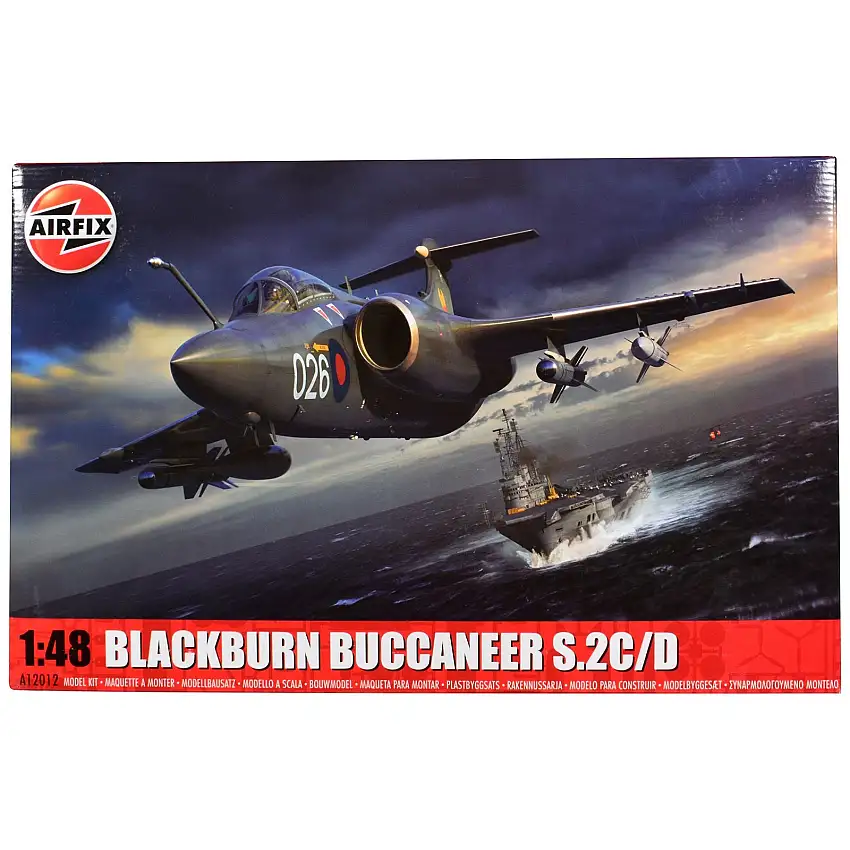 Level 4 Model Kit Blackburn Buccaneer S.2C/D Attack Aircraft with 4 Scheme Options 1/48 Plastic Model Kit by Airfix