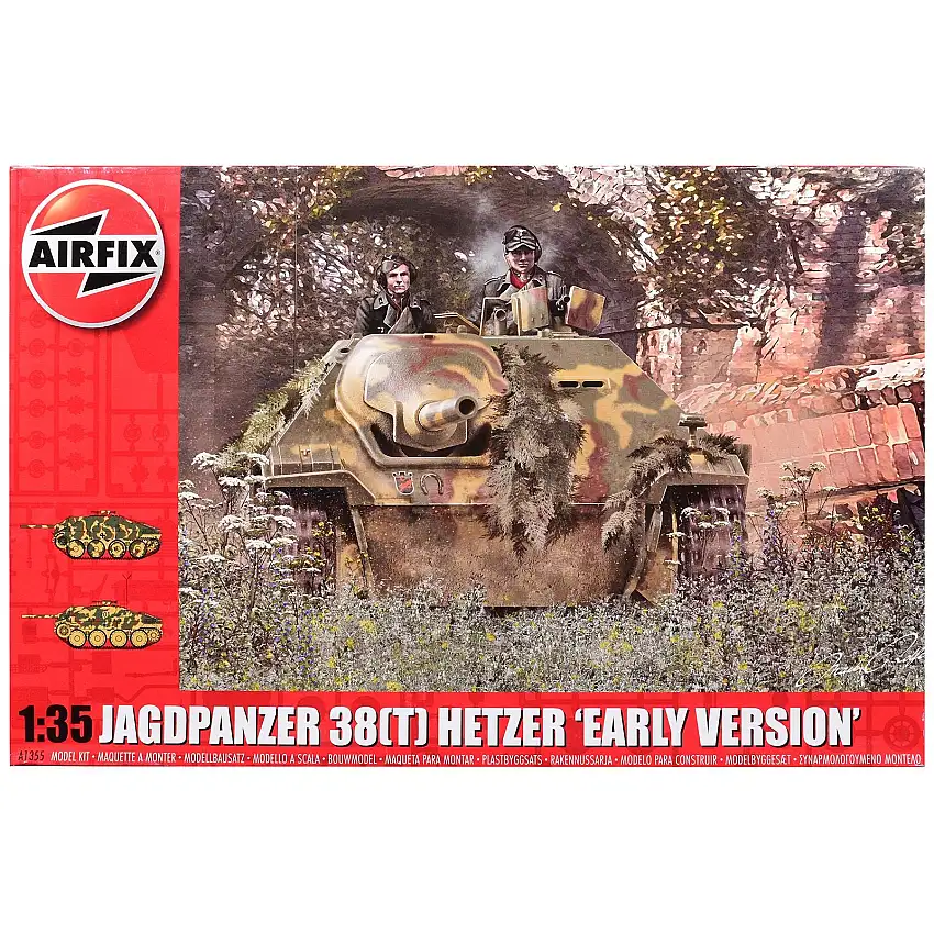 Level 3 Model Kit JagdPanzer 38(t) Hetzer "Early Version" Tank with 2 Scheme Options 1/35 Plastic Model Kit by Airfix