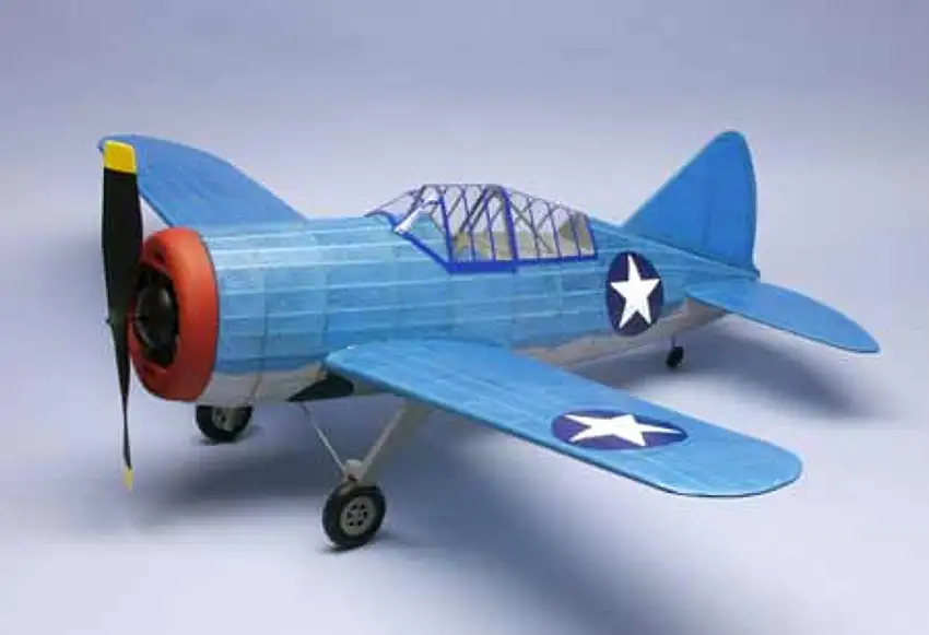 Brewster F-2A3 Buffalo Rubber Powered Wooden Model Airplane Dumas