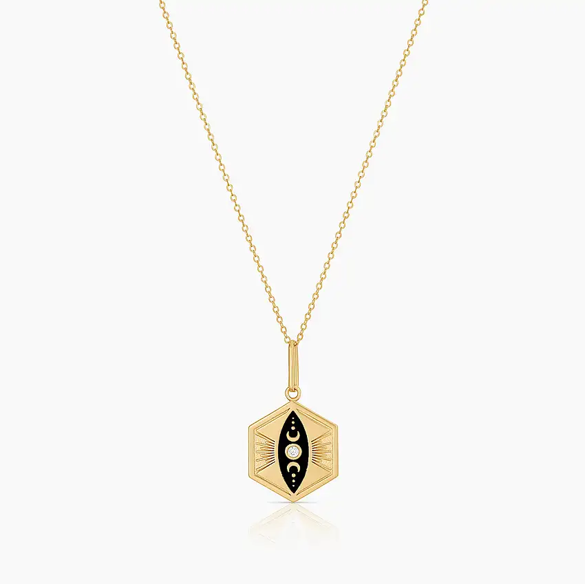 Divine Feminine Black Enamel Necklace