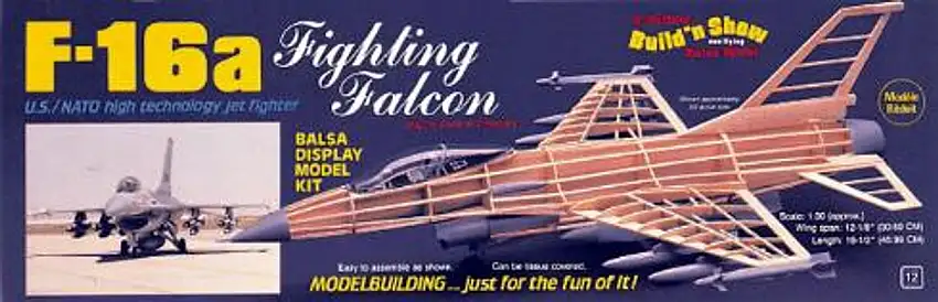 F-16A Fighting Falcon Balsa Model Airplane Guillows