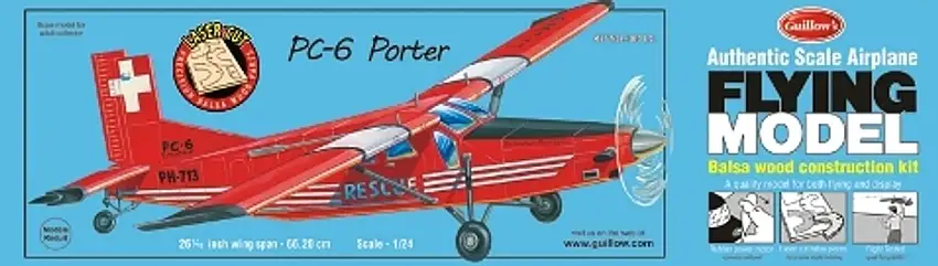 PC-6 Porter Laser Cut 26-1/16" Wingspan Guillows