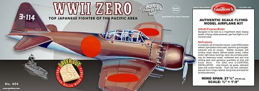 Mitsubishi Zero Balsa Model Airplane Guillows