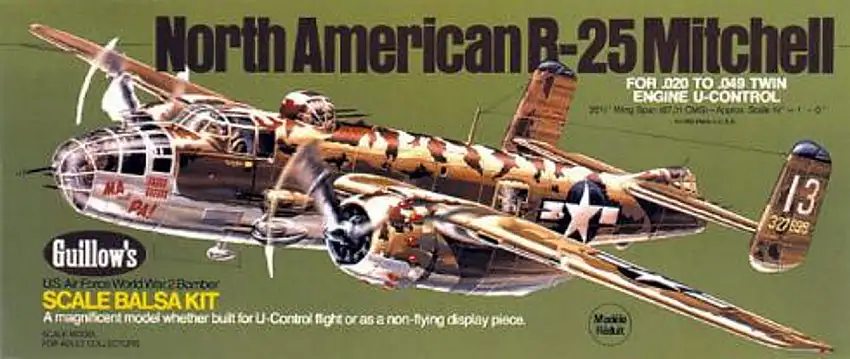 B-25 Mitchell Balsa Model Airplane Guillows
