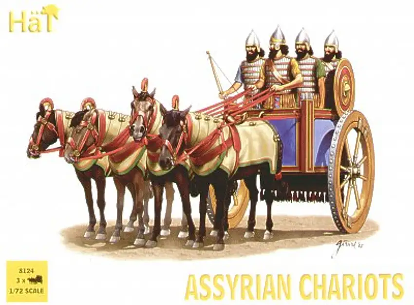 Assyrian Chariots (3 Sets) (4ea Soldiers, Horses & 3 Chariots) 1-72 Hat