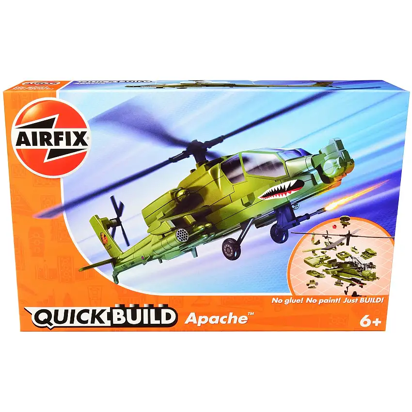 Skill 1 Model Kit Apache Snap Together Painted Plastic Model Helicopter Kit by Airfix Quickbuild