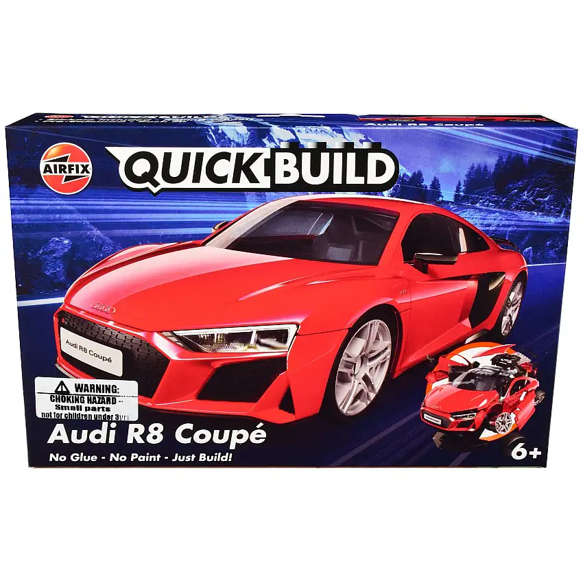 Skill 1 Model Kit Audi R8 Coupe Red Snap Together Model by Airfix Quickbuild