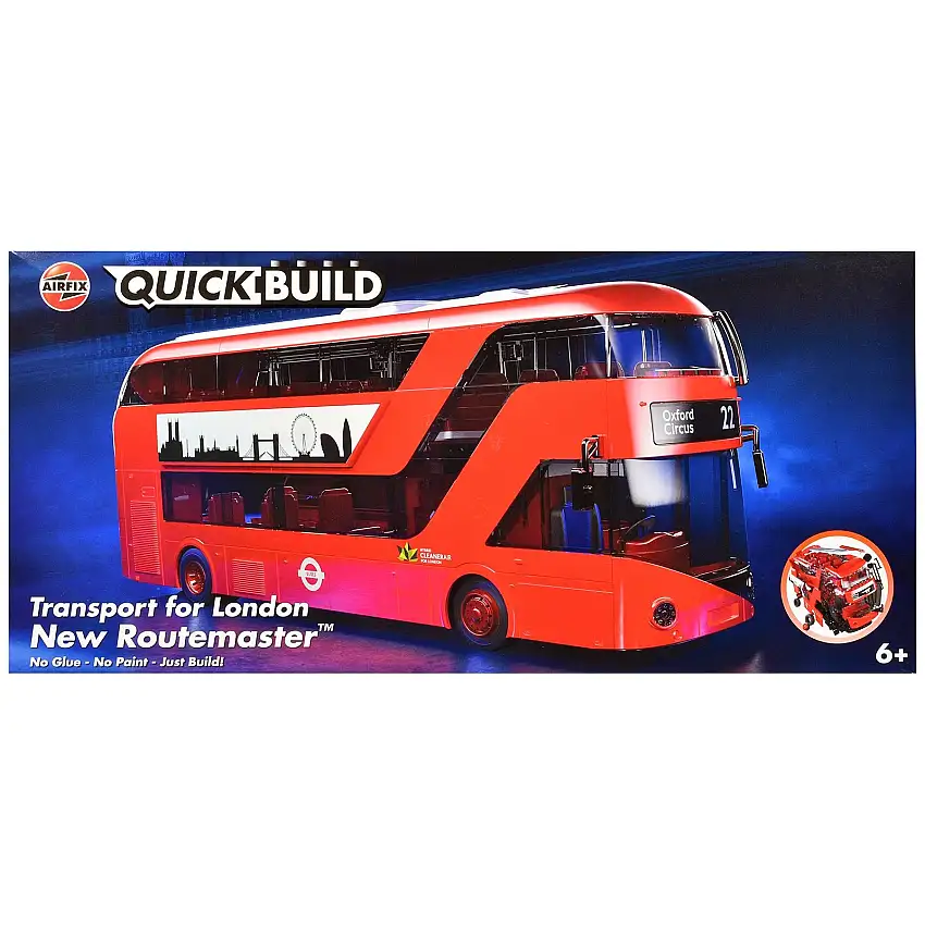 Skill 1 Model Kit Routemaster Double-Decker Bus "Transport for London" Snap Together Plastic Model Kit by Airfix Quickbuild