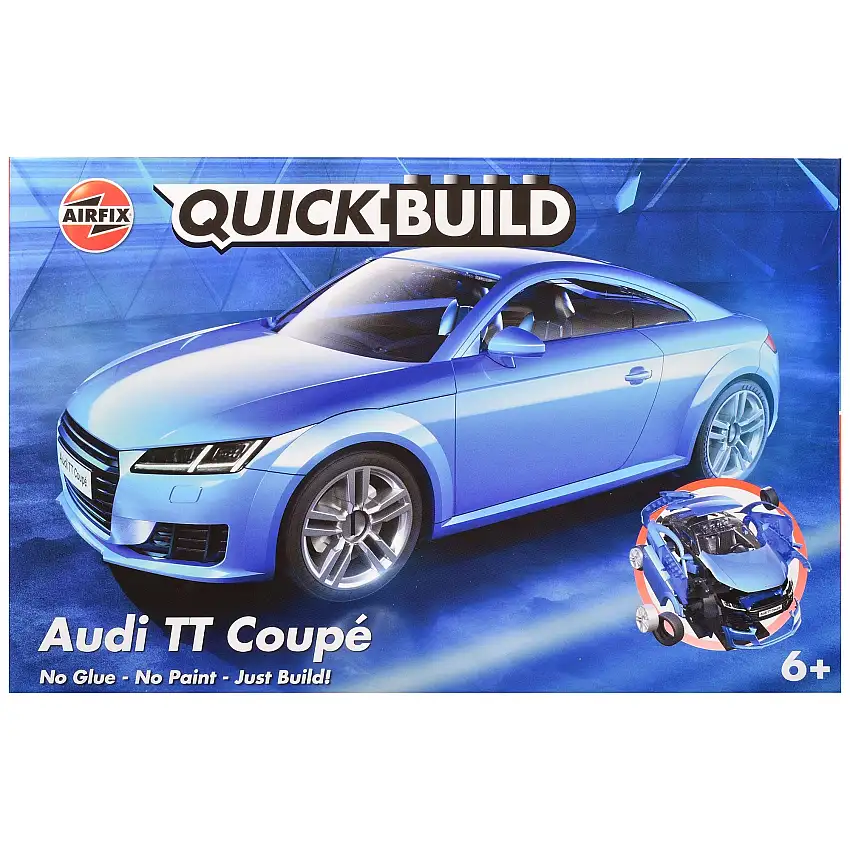 Skill 1 Model Kit Audi TT Coupe Blue Snap Together Snap Together Snap Together Painted Plastic Model Car Kit by Airfix Quickbuild