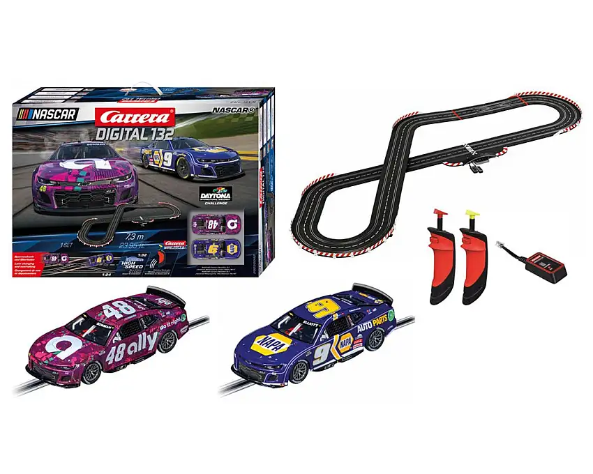 Carrera Digital 132 Nascar Daytona Challenge 1/32 Slot Car Racing Track Set w/Two NASCAR Camaro NextGen ZL1 Cars