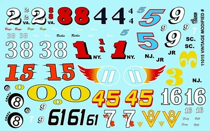 Vintage Modified Car Numbers 1/24 1/25 Gofer Racing Decals
