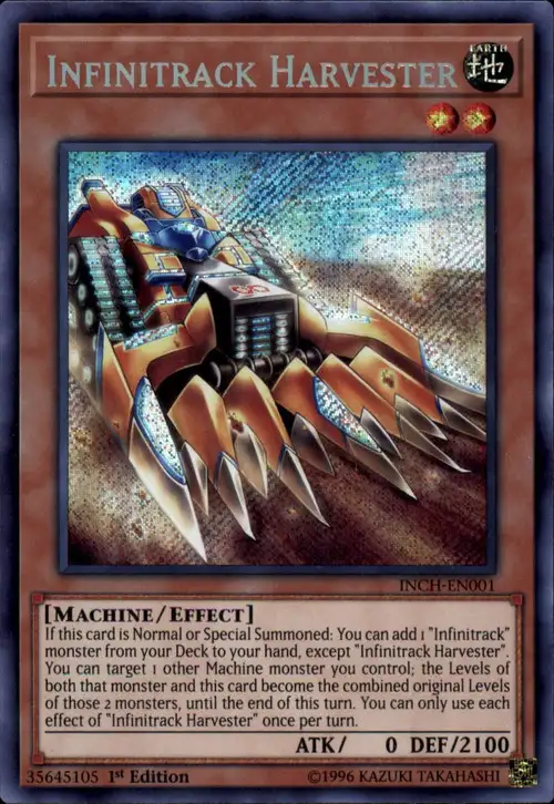 YuGiOh Trading Card Game The Infinity Chasers Secret Rare Infinitrack Harvester INCH-EN001