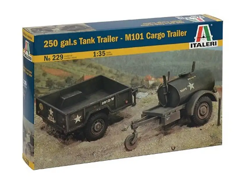 250 Gal. Tank Trailer & M101 Cargo Trailer 1/35 Italeri