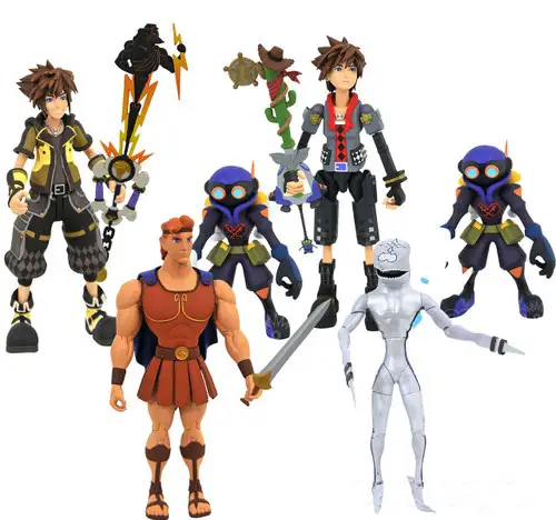 Disney Kingdom Hearts Series 4 Hercules, Dusk, Guardian Sora, Toy Story Sora & Air Soldiers Action Figure Set