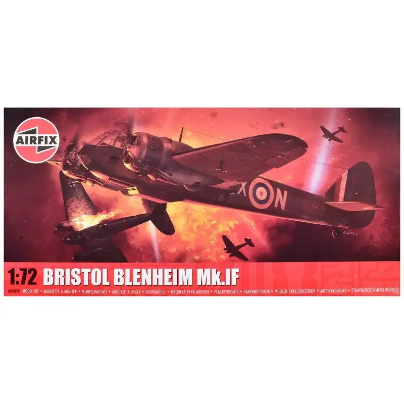 Level 2 Model Kit Bristol Blenheim Mk.IF Aircraft with 2 Scheme Options 1/72 Plastic Model Kit by Airfix
