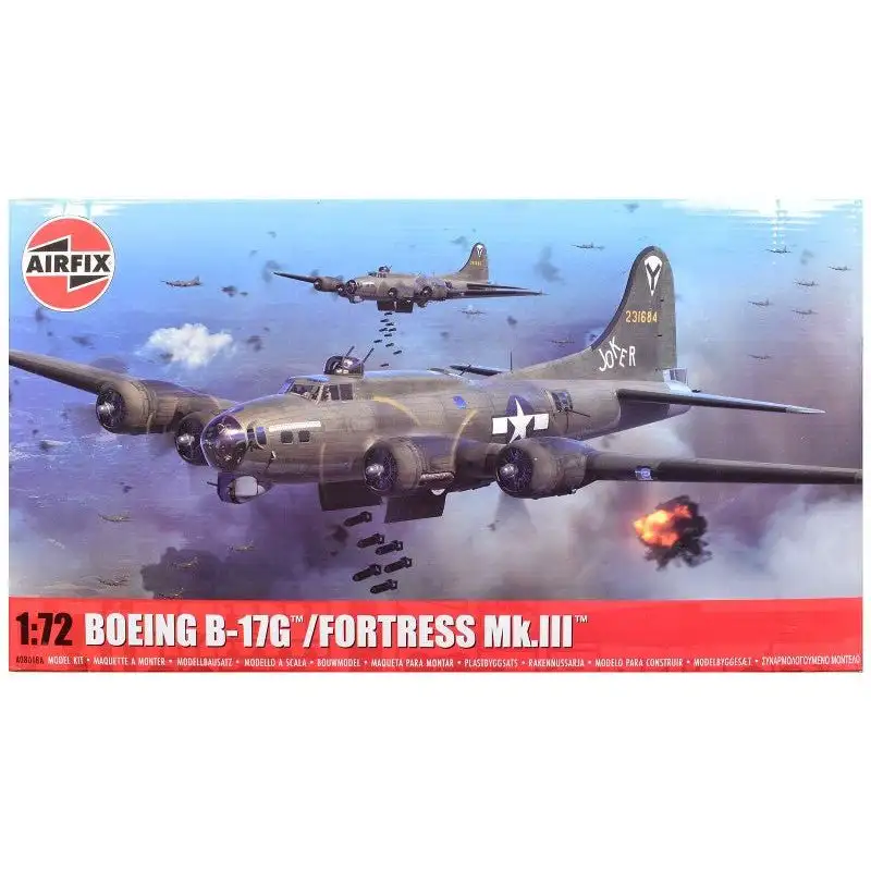 Level 3 Model Kit Boeing B-17G/Fortress Mk.III Aircraft with 2 Scheme Options 1/72 Plastic Model Kit by Airfix