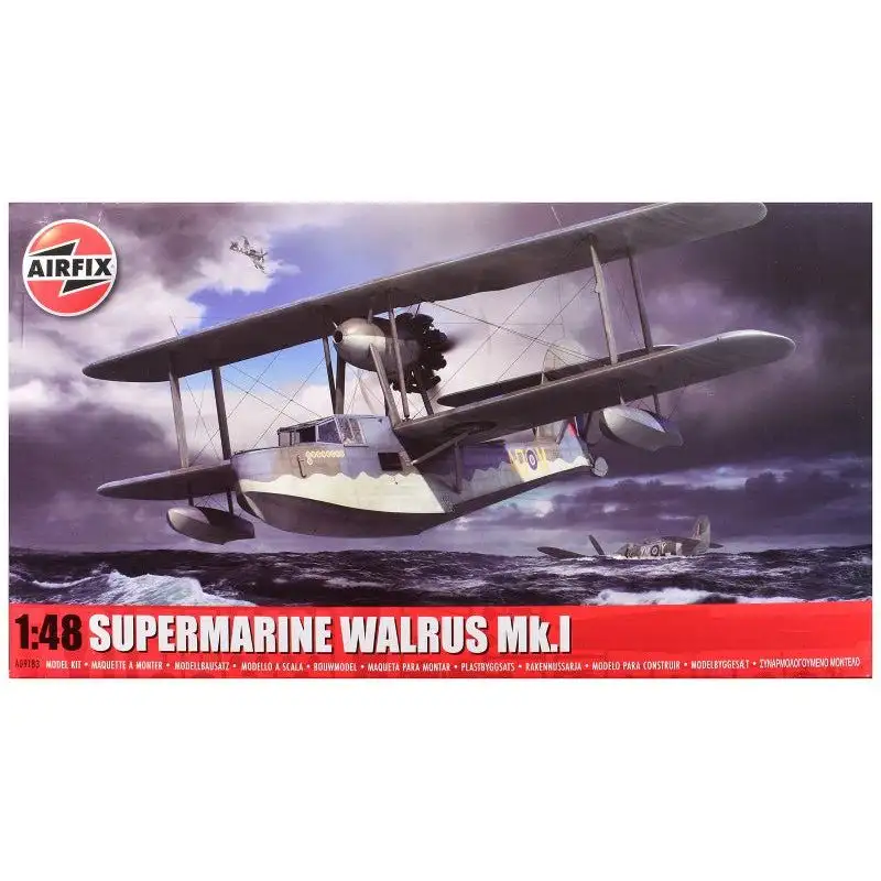 Level 3 Model Kit Supermarine Walrus Mk.I Aircraft with 3 Scheme Options 1/48 Plastic Model Kit by Airfix