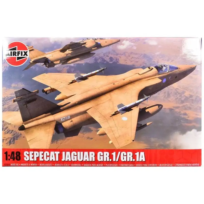 Level 4 Model Kit SEPECAT Jaguar GR.1/GR.1A Aircraft with 4 Scheme Options 1/48 Plastic Model Kit by Airfix
