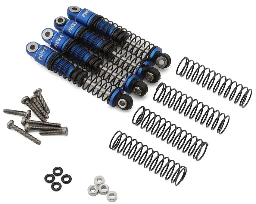 NEXX Racing FMS FCX24 45mm Aluminum Oil-Filled Threaded Shocks (Blue) (4)