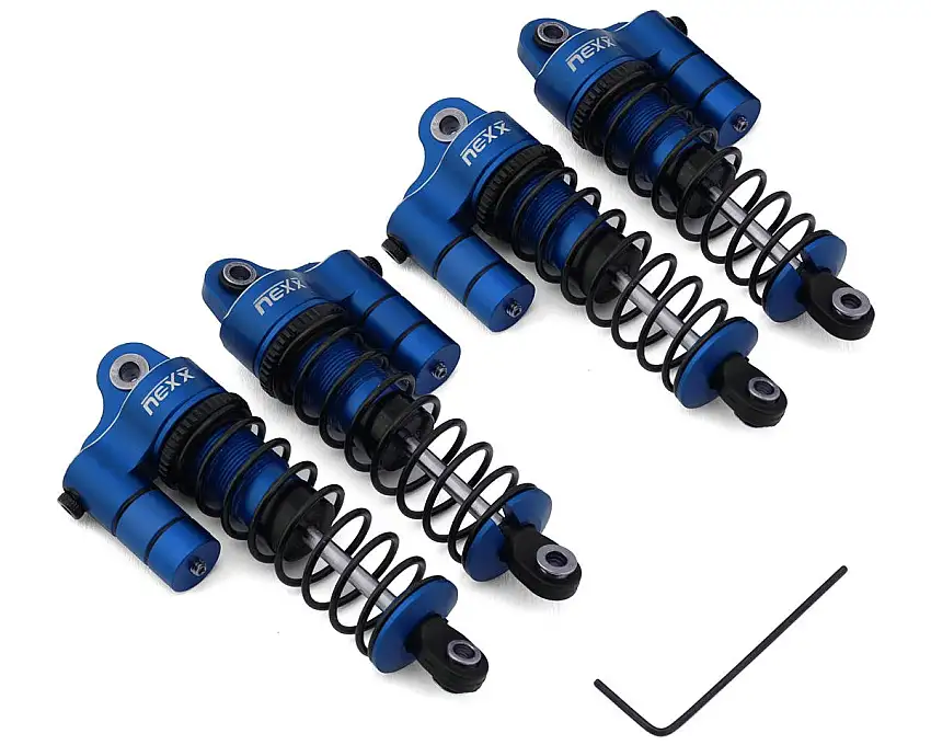 NEXX Racing Arrma Grom Reservoir Threaded Aluminum Oil-Filled Shocks (Blue) (4) (58mm)