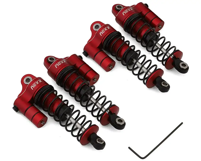 NEXX Racing Arrma Grom Reservoir Threaded Aluminum Oil-Filled Shocks (Red) (4) (58mm)