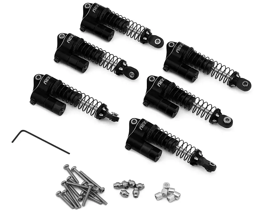 NEXX Racing Hobby Plus Arktos 6x6 Reservoir Aluminum Threaded Oil-Filled Shocks (Black) (6) (53mm)