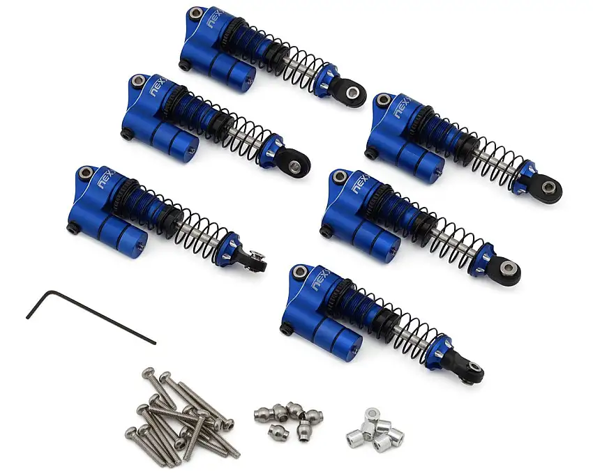 NEXX Racing Hobby Plus Arktos 6x6 Reservoir Aluminum Threaded Oil-Filled Shocks (Blue) (6) (53mm)