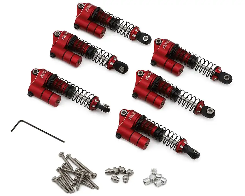 NEXX Racing Hobby Plus Arktos 6x6 Reservoir Aluminum Threaded Oil-Filled Shocks (Red) (6) (53mm)