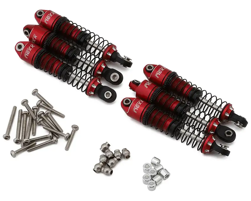 NEXX Racing Hobby Plus Arktos 6x6 Aluminum Threaded Oil-Filled Shocks (Red) (6) (53mm)