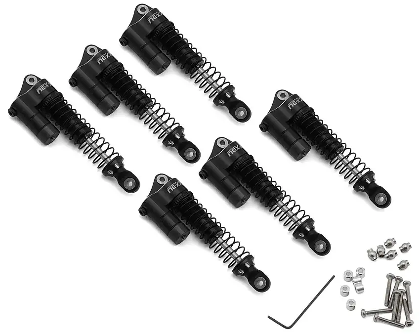 NEXX Racing Hobby Plus Arktos 6x6 Reservoir Aluminum Threaded Oil-Filled Shocks (Black) (6) (59mm)