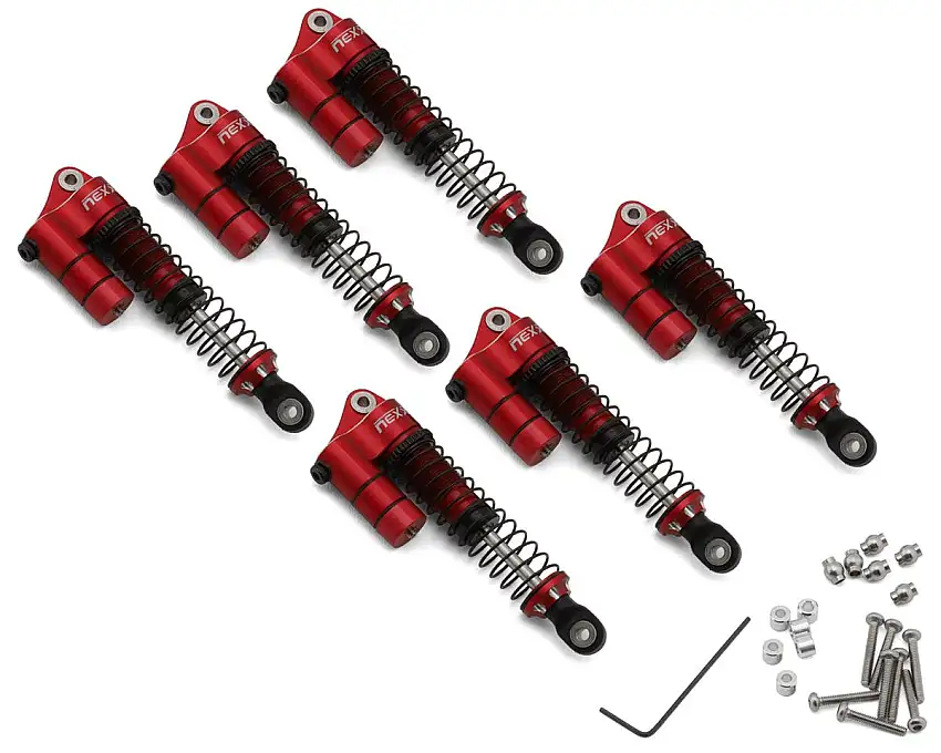 NEXX Racing Hobby Plus Arktos 6x6 Reservoir Aluminum Threaded Oil-Filled Shocks (Red) (6) (59mm)