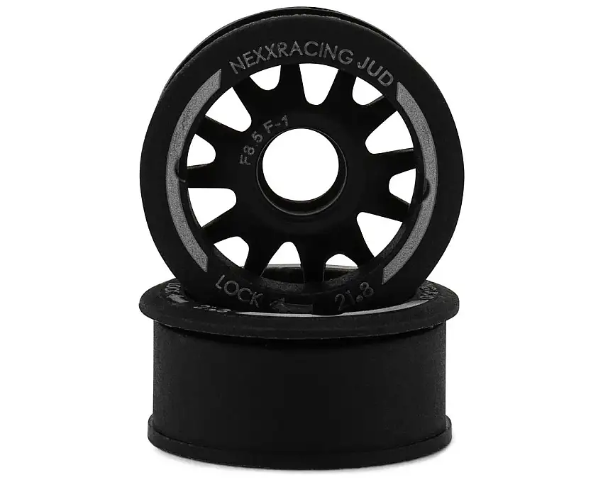 NEXX Racing Mini-Z RWD "JUD" EVO Front Threaded Side-Wall Carbon Fiber Rims (-1mm Offset) (Black) (2)