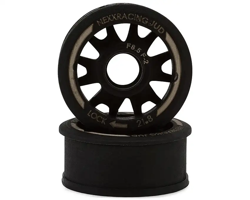 NEXX Racing Mini-Z RWD "JUD" EVO Front Threaded Side-Wall Carbon Fiber Rims (-2mm Offset) (Black) (2)