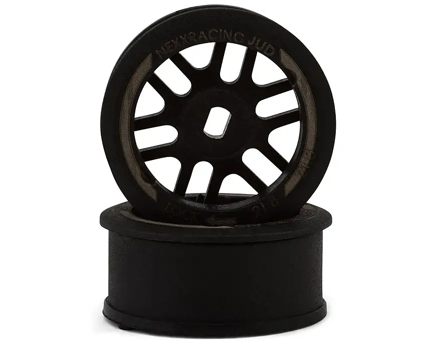 NEXX Racing Mini-Z "JUD" EVO Front Threaded Side-Wall AWD Carbon-Fiber Rims (0 Offset) (Black) (2)
