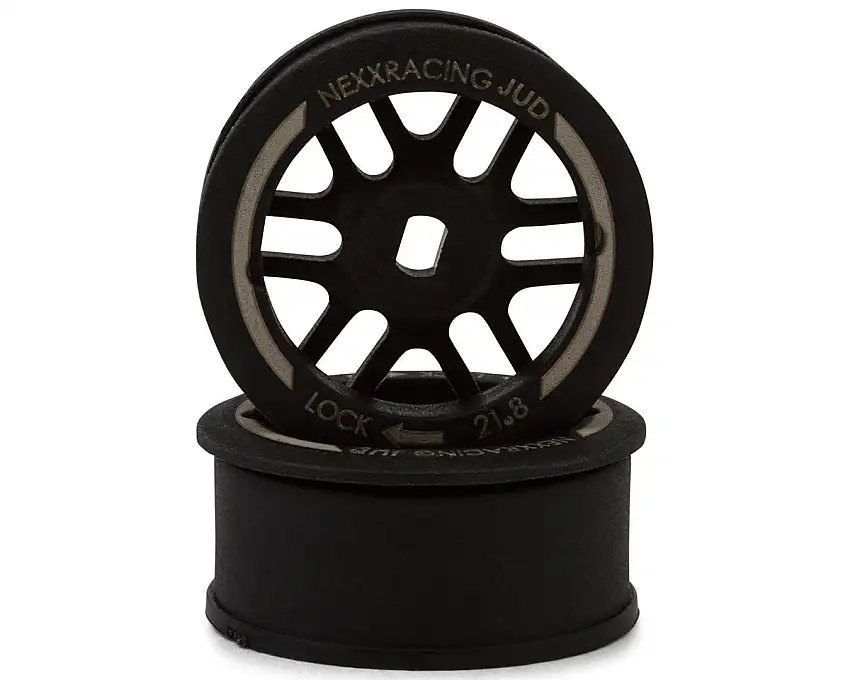 NEXX Racing Mini-Z "JUD" EVO Front Threaded Side-Wall AWD Carbon-Fiber Rims (-1mm Offset) (Black) (2)