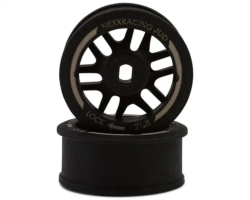 NEXX Racing Mini-Z "JUD" EVO Front Threaded Side-Wall AWD Carbon-Fiber Rims (-2mm Offset) (Black) (2)