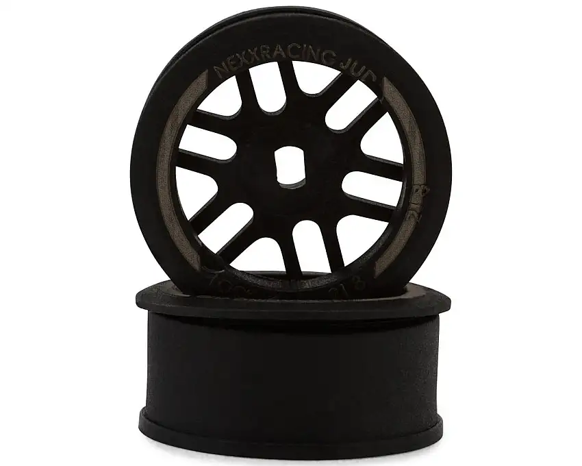 NEXX Racing Mini-Z "JUD" EVO Front Threaded Side-Wall AWD Carbon-Fiber Rims (1mm Offset) (Black) (2)