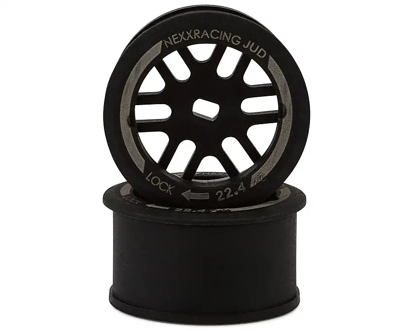 NEXX Racing Mini-Z R11 Rear Threaded Side-Wall AWD Carbon-Fiber Rims (-1mm Offset) (Black) (2)