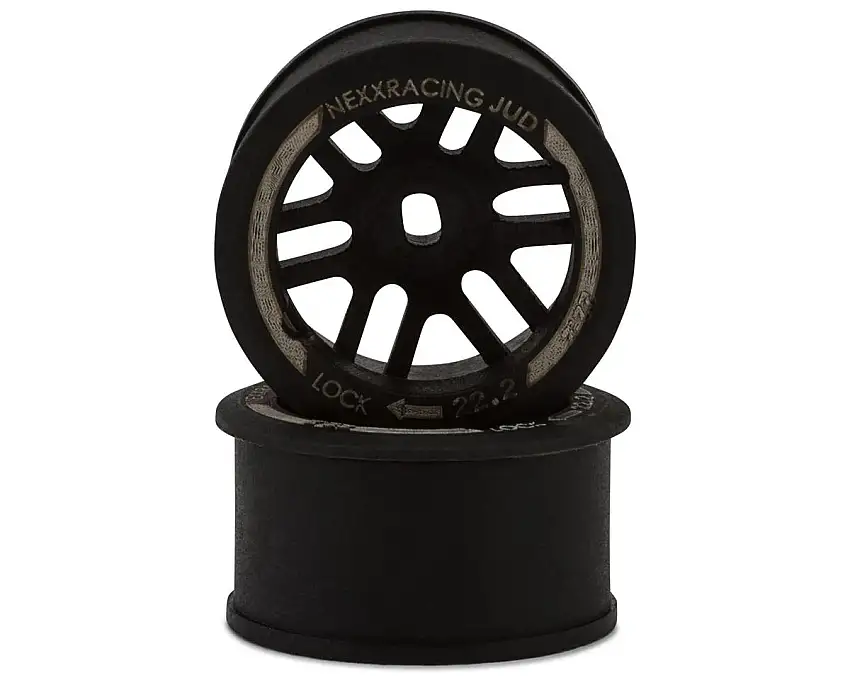 NEXX Racing Mini-Z R11 Rear Threaded Side-Wall AWD Carbon-Fiber Rims (2mm Offset) (Black) (2)