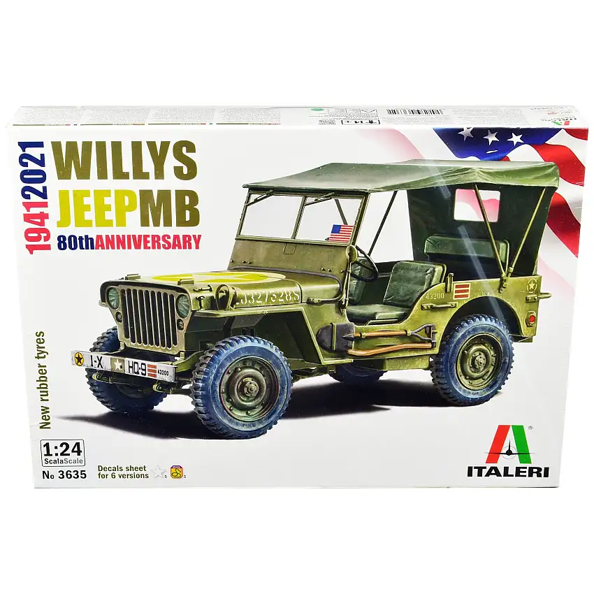 Skill 3 Model Kit Willys Jeep MB 80th Anniversary (1941-2021) 1/24 Scale Model by Italeri