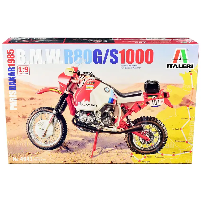 Skill 5 Model Kit BMW R80 G/S 1000 #101 Motorcycle Gaston Rahier Winner "Paris-Dakar" (1985) 1/9 Scale Model by Italeri