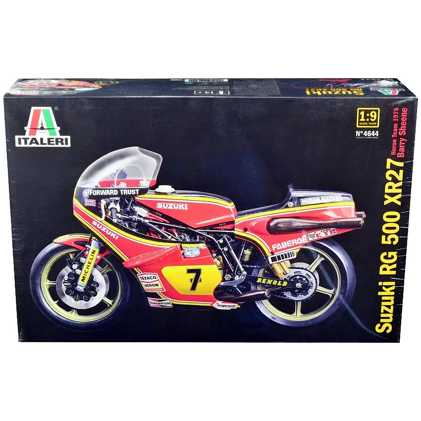 Skill 5 Model Kit Suzuki RG 500 XR27 Motorcycle #7 Barry Sheene "Heron Team" (1978) 1/9 Scale Model by Italeri