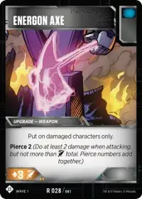 Transformers Trading Card Game Wave 1 Rare Energon Axe #028